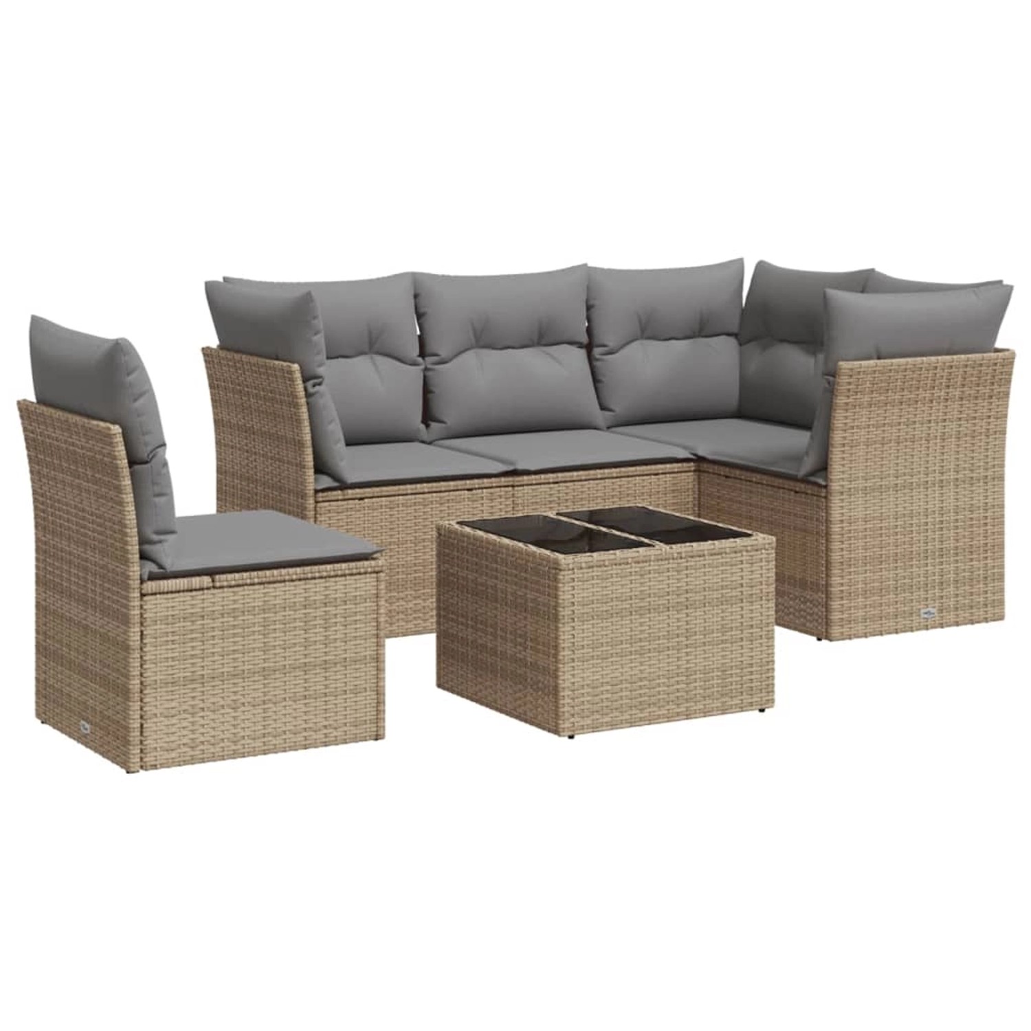 vidaXL 6-tlg Garten-Sofagarnitur mit Kissen Beige Poly Rattan Modell 103 günstig online kaufen