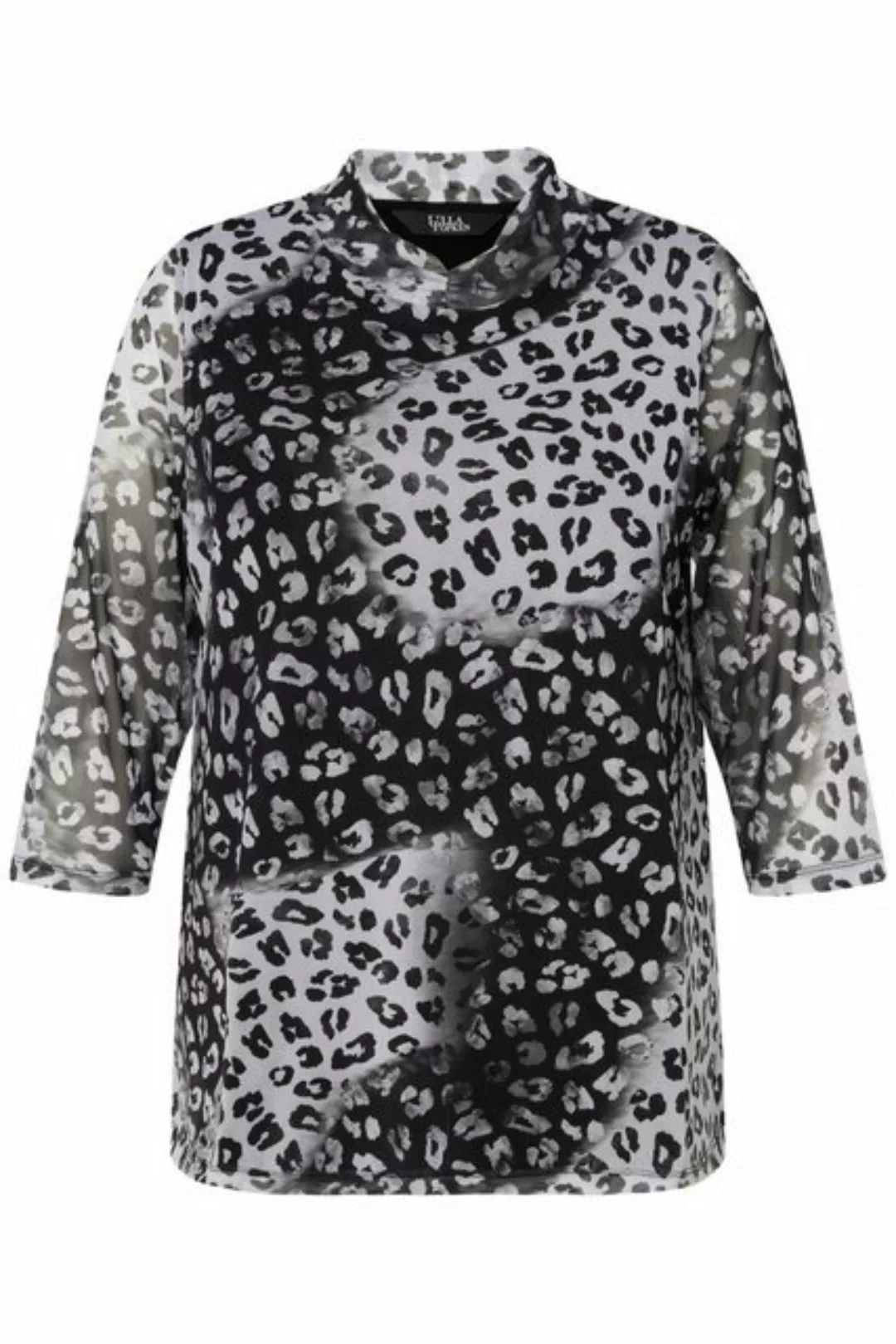 Ulla Popken Longshirt Mesh-Shirt A-Linie Stehkragen 3/4-Arm günstig online kaufen