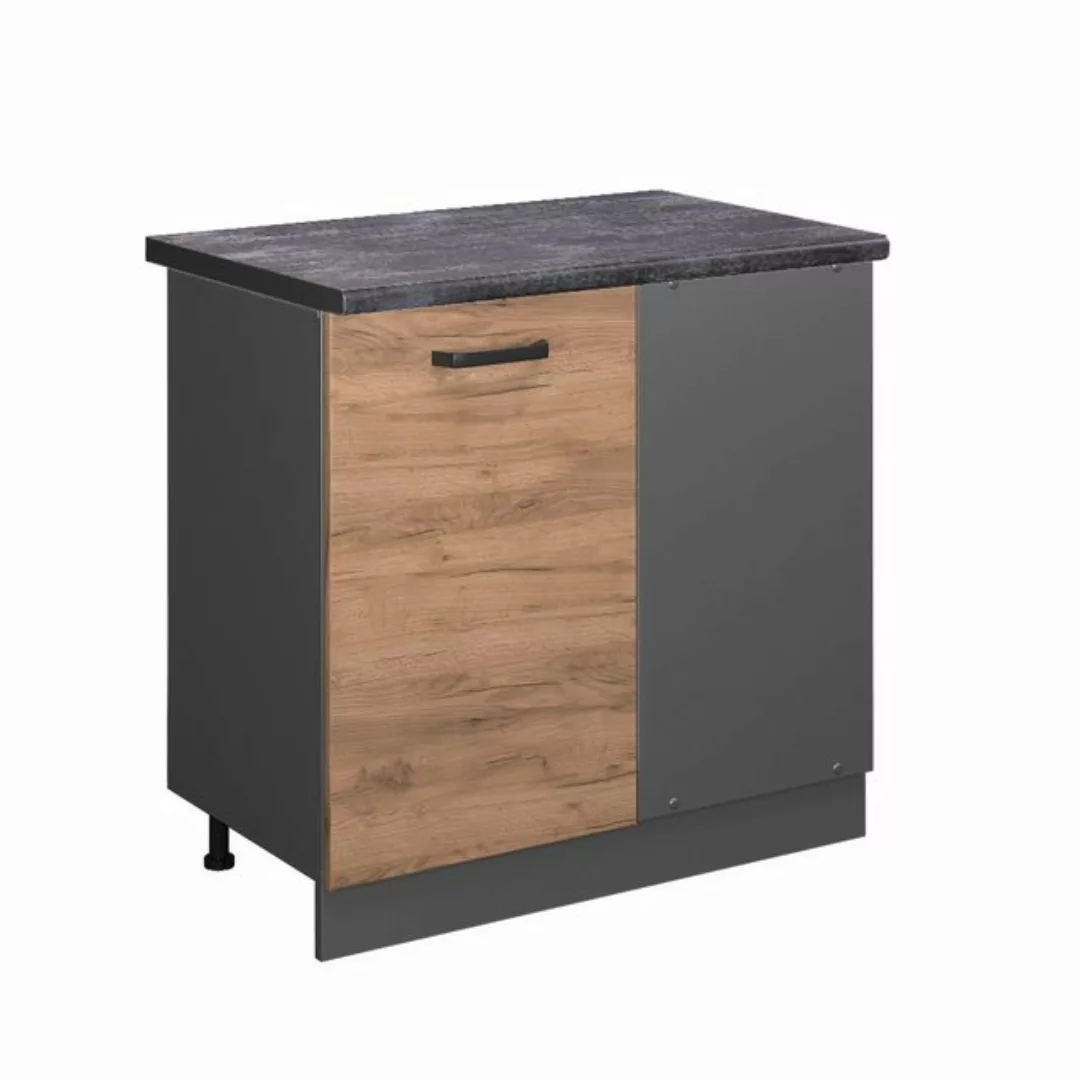 Vicco Eckunterschrank R-Line, Goldkraft Eiche/Anthrazit, 86 cm, AP Eiche günstig online kaufen