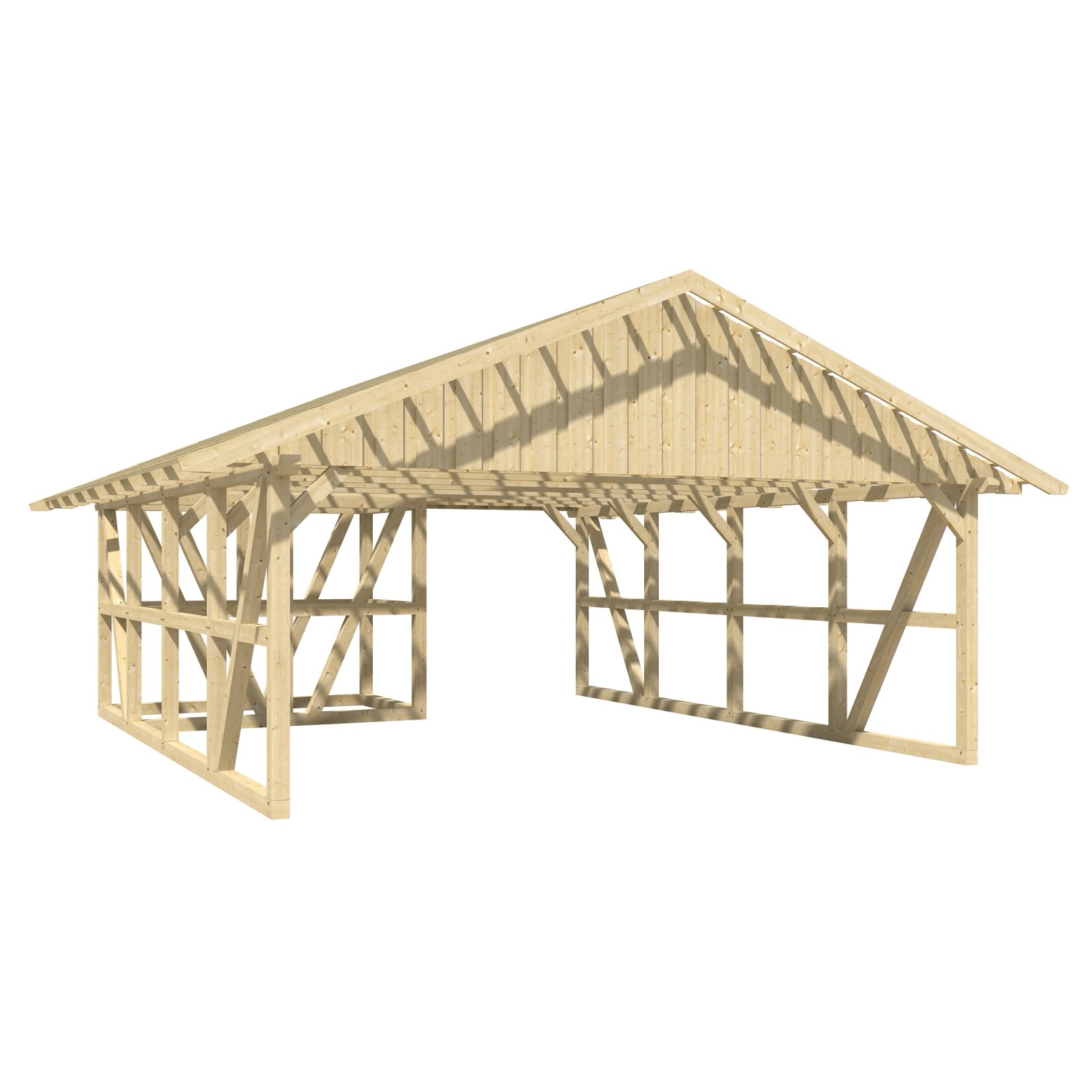 Skan Holz Carport Schwarzwald m. Dachlattung u. Abstellr. A 684 x 772 cm Na günstig online kaufen