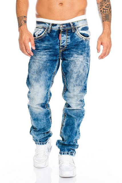 Cipo & Baxx Regular-fit-Jeans Jeans Hose mit dicken Nähten Stylische Design günstig online kaufen