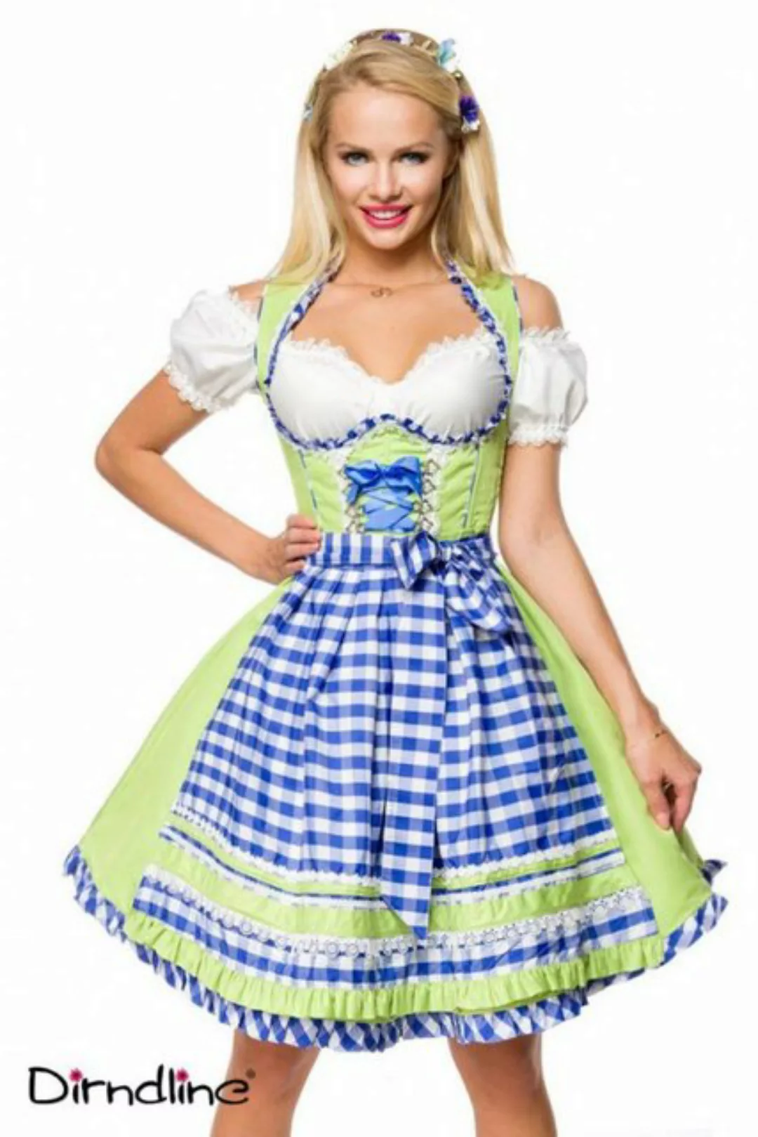 Dirndline Dirndl Dirndline - Unterbrustdirndl mit Karoschürze - (L,M,S,XL,2 günstig online kaufen