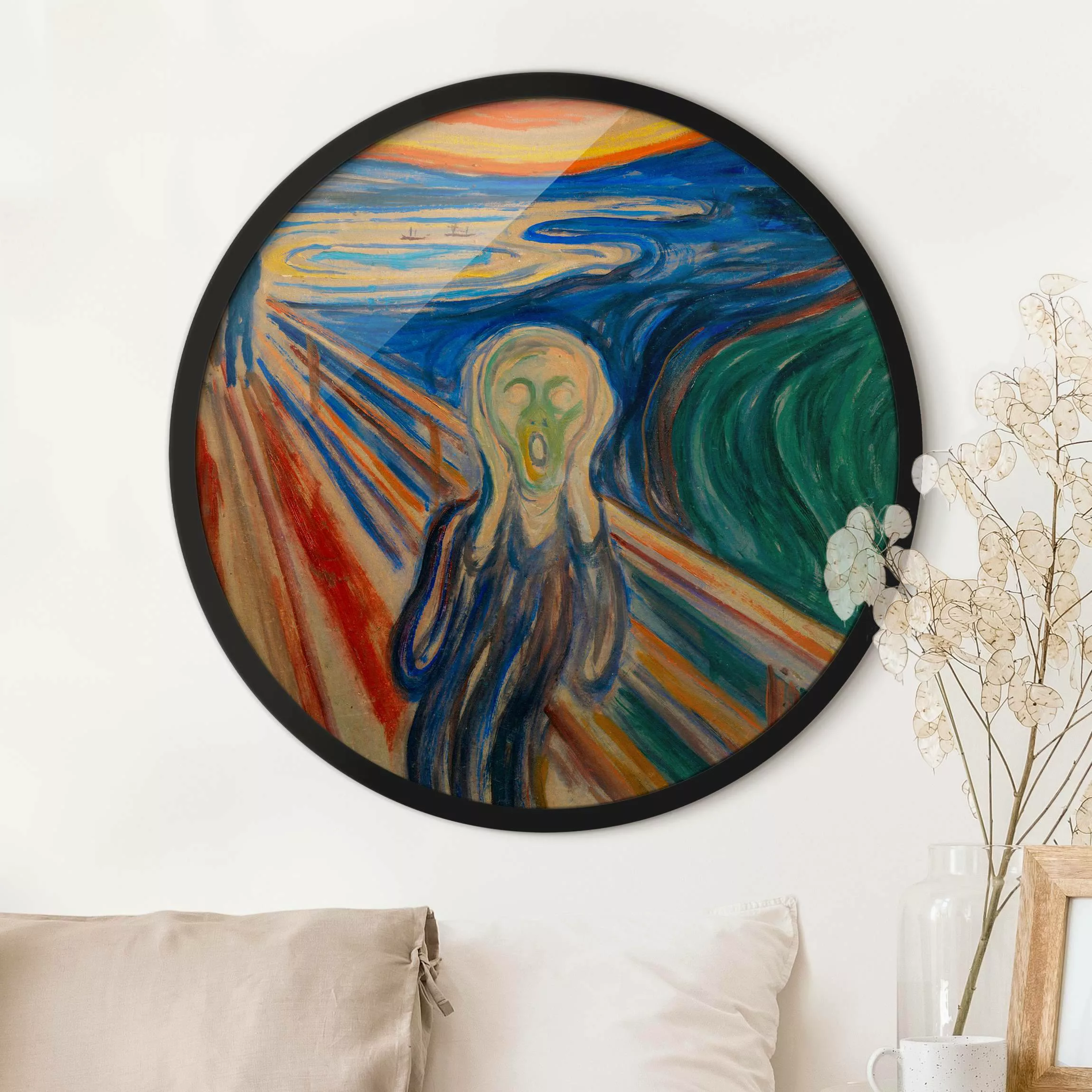 Rundes Gerahmtes Bild Edvard Munch - Der Schrei günstig online kaufen