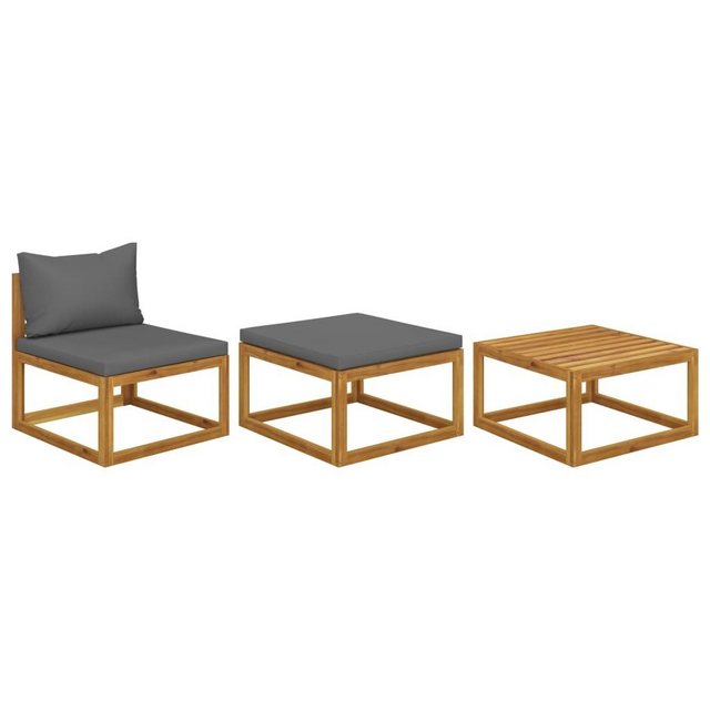 3-tlg. Garten-lounge-set Mit Kissen Massivholz Akazie günstig online kaufen