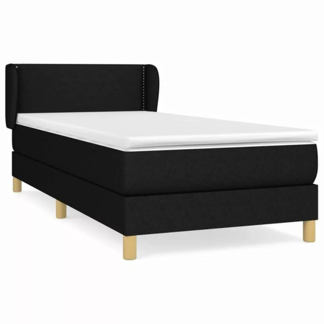 vidaXL Bettgestell Boxspringbett mit Matratze Schwarz 100x200 cm Stoff Bett günstig online kaufen