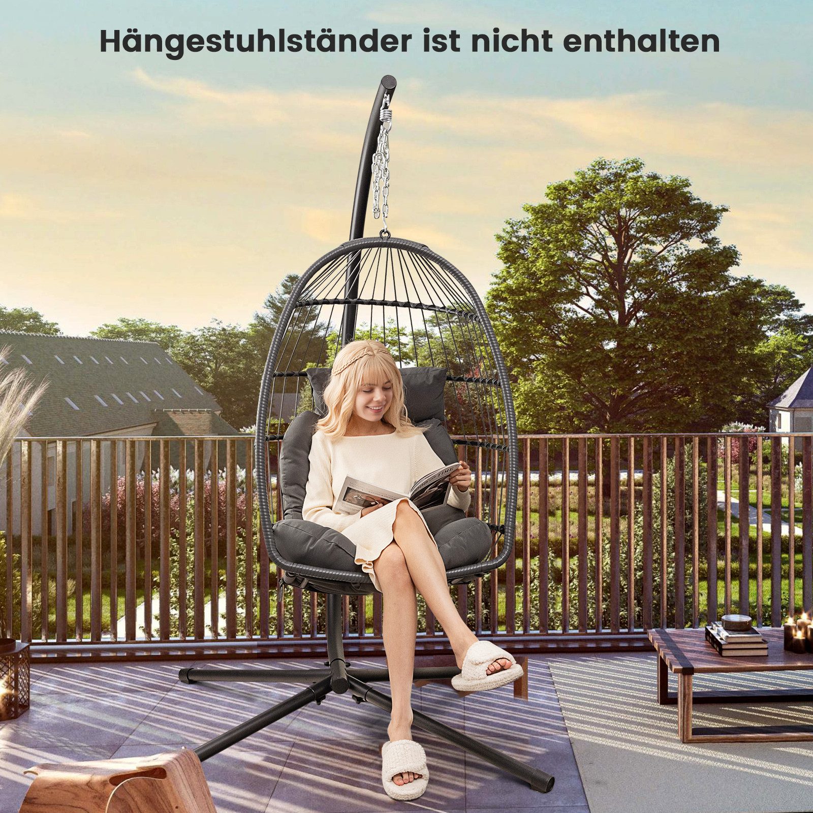 COSTWAY Hängesessel, faltbarer Hängekorb mit Kissen, günstig online kaufen