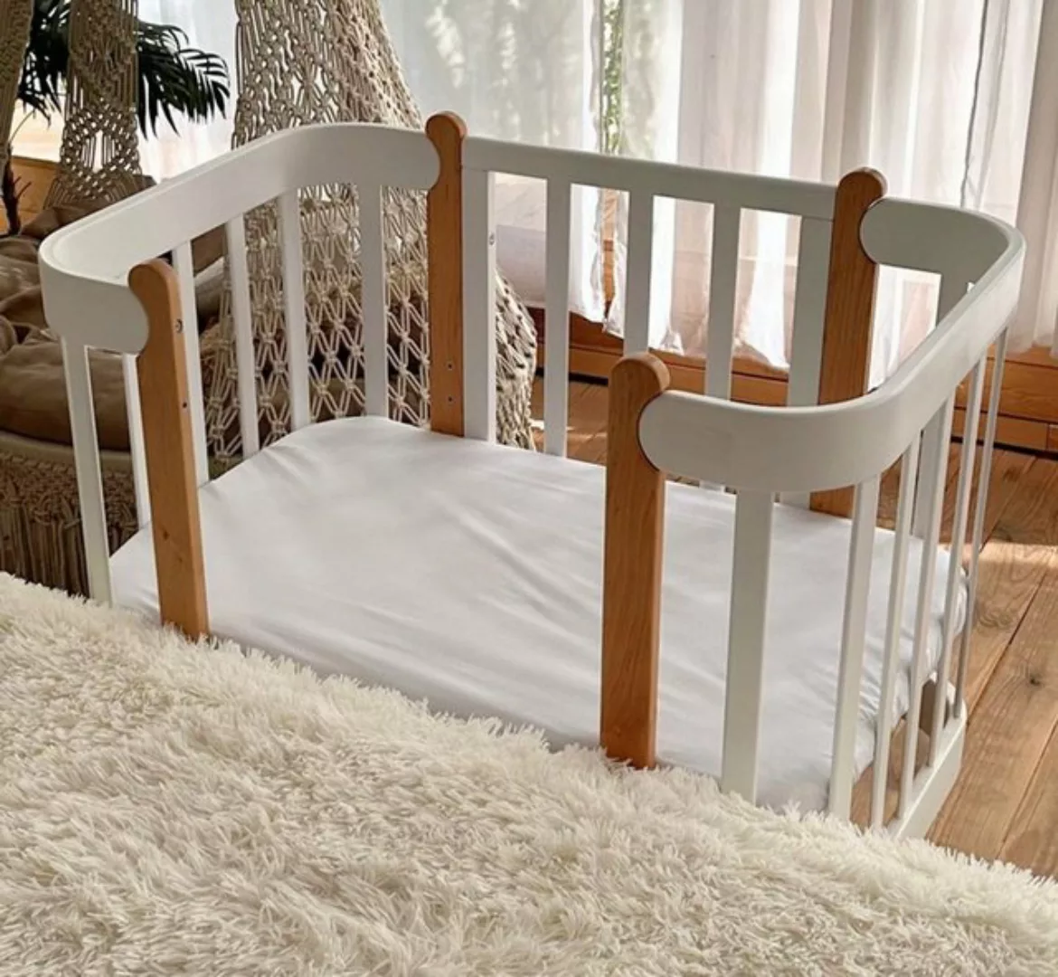 Casa Padrino Kinderbett Casa Padrino Luxus Massivholz Babybett Grau / Natur günstig online kaufen