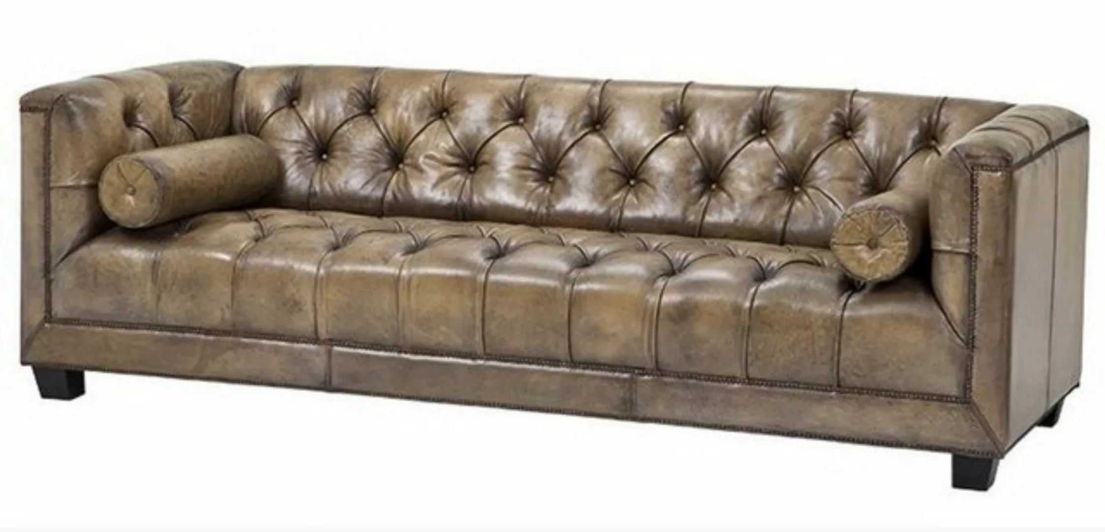 Casa Padrino Sofa Luxus Echt Leder Sofa Kubus Vintage Leder Olive - 3 Sitze günstig online kaufen