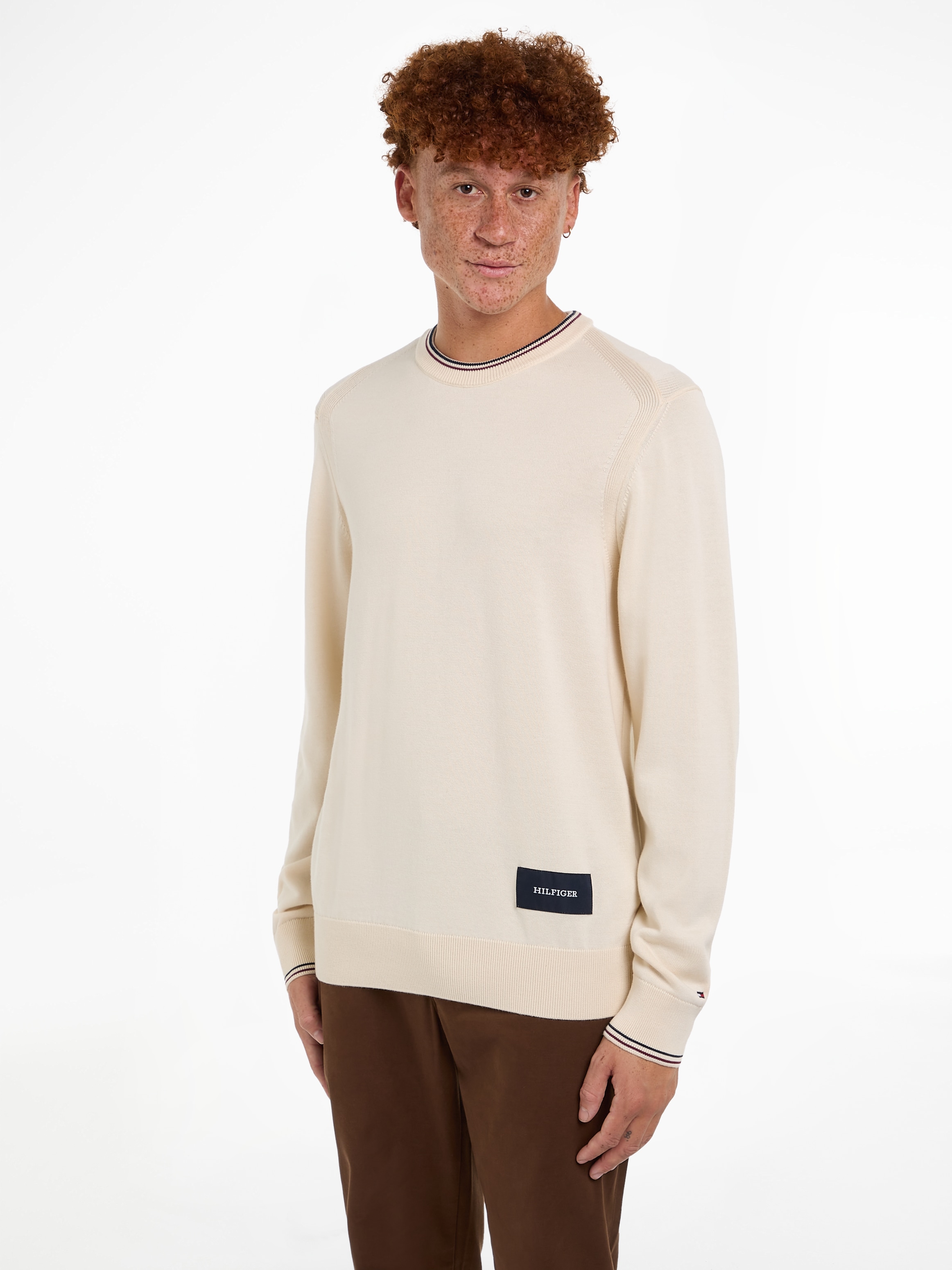 Tommy Hilfiger Rundhalspullover "RWB COTTON CREW NECK", farbliche Akzente i günstig online kaufen