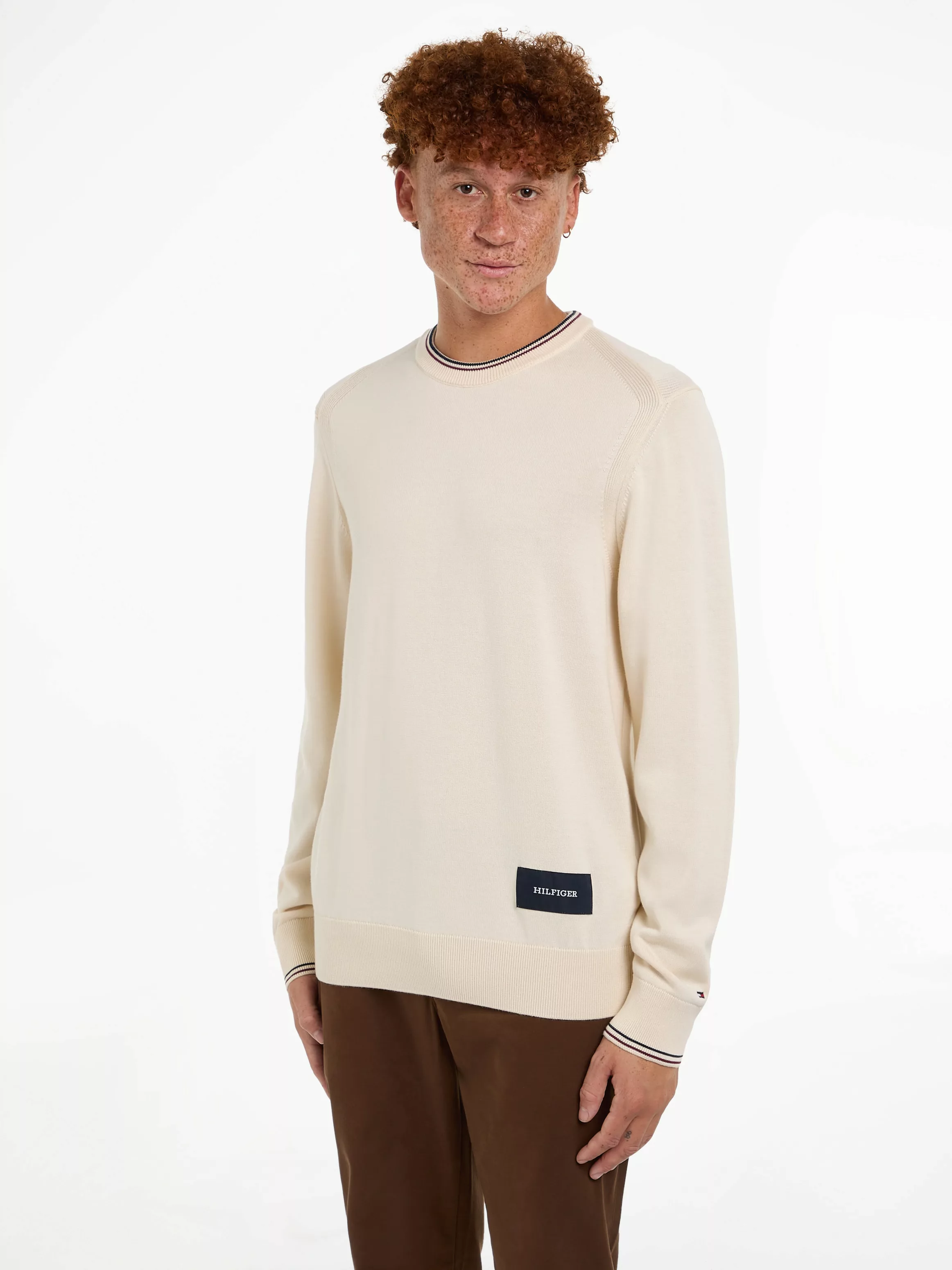 Tommy Hilfiger Rundhalspullover "RWB COTTON CREW NECK", farbliche Akzente i günstig online kaufen