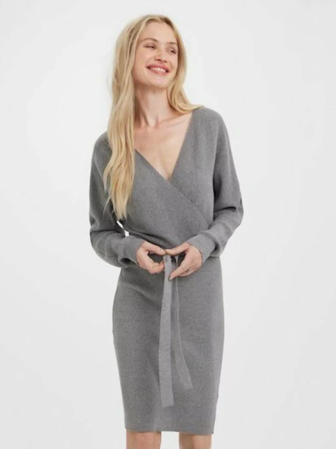 Vero Moda Strickkleid VMHOLLYREM LS V-NECK DRESS GA NOOS günstig online kaufen