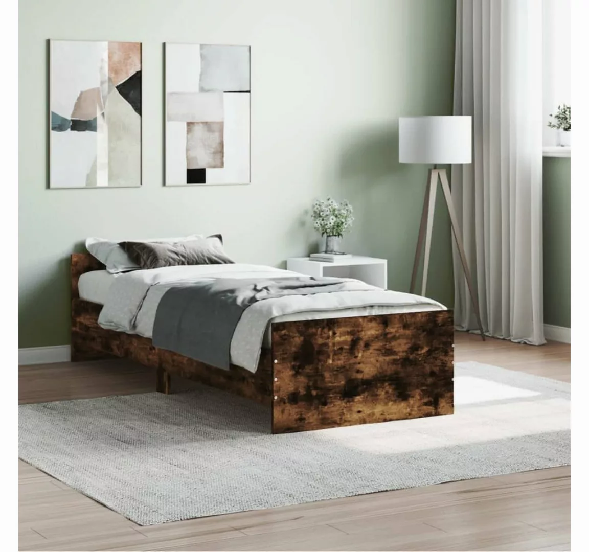 vidaXL Bett Bettgestell Räuchereiche 75x190 cm Holzwerkstoff günstig online kaufen