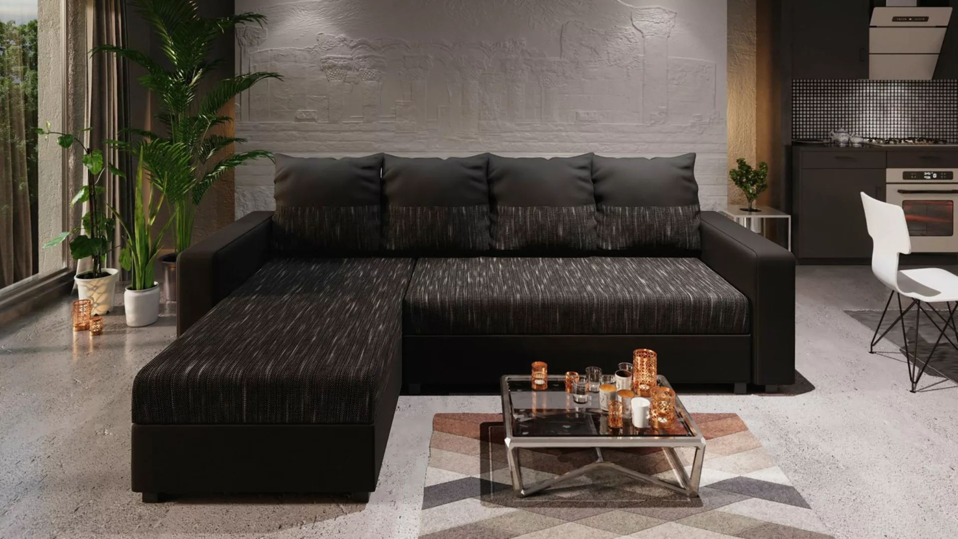 ALTDECOR Ecksofa ASTA-L, Couch mit Schlaffunktion, Stauraum Wohnlandschaft günstig online kaufen