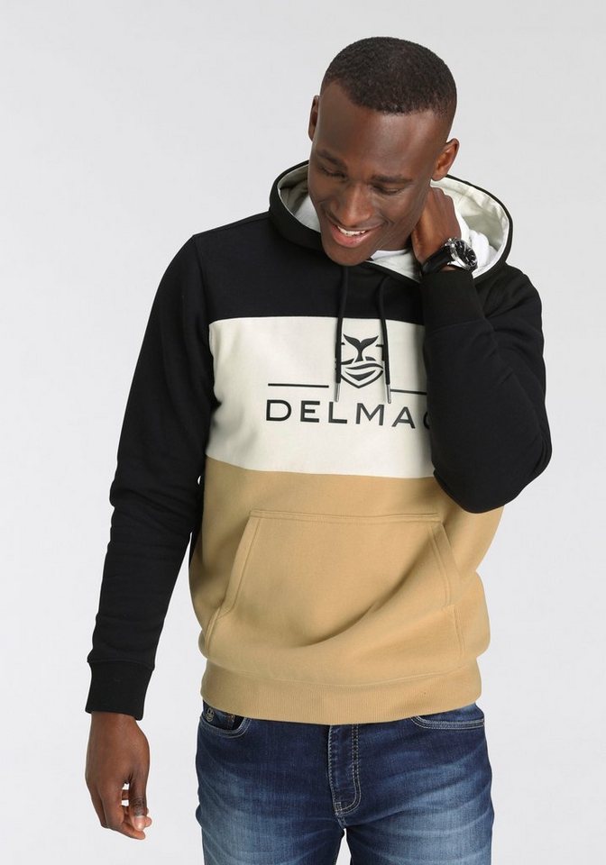 DELMAO Kapuzensweatshirt mit Blockstreifen und Print-NEUE MARKE! günstig online kaufen