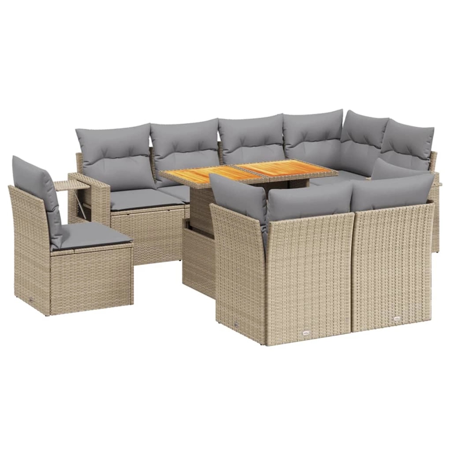 vidaXL 9-tlg Garten-Sofagarnitur mit Kissen Beige Poly Rattan Modell 273 günstig online kaufen