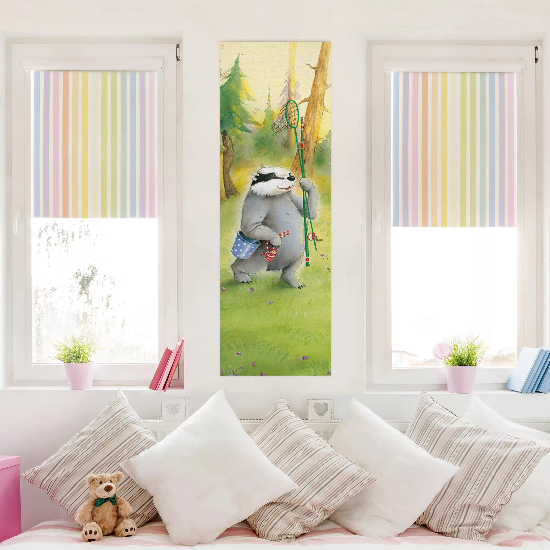 Leinwandbild Kinderzimmer - Hochformat Wassili Waschbär - Wassili und Sibel günstig online kaufen