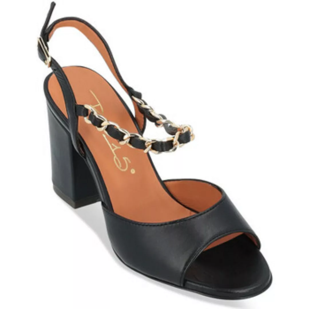 Via Roma 15  Sandalen Sandale  aus schwarzem Leder mit Kette günstig online kaufen