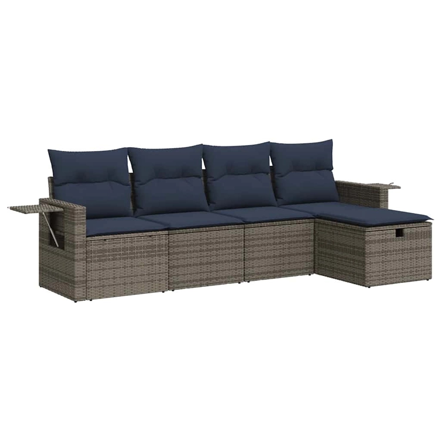 vidaXL 5-Tlg Garten-Sofagarnitur mit Kissen Grau Poly Rattan 3325467 günstig online kaufen