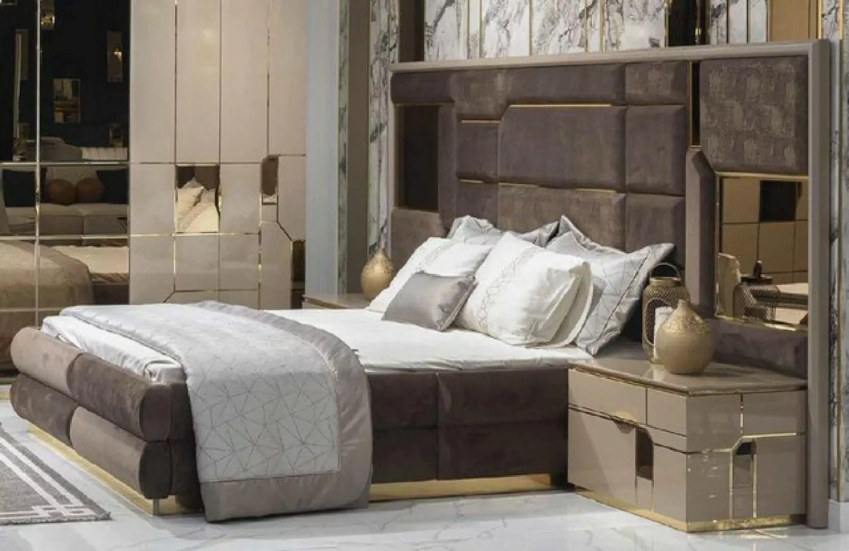 JVmoebel Bett Bett Polster Bettrahmen Möbel Design Doppelbett Luxus Holz Te günstig online kaufen