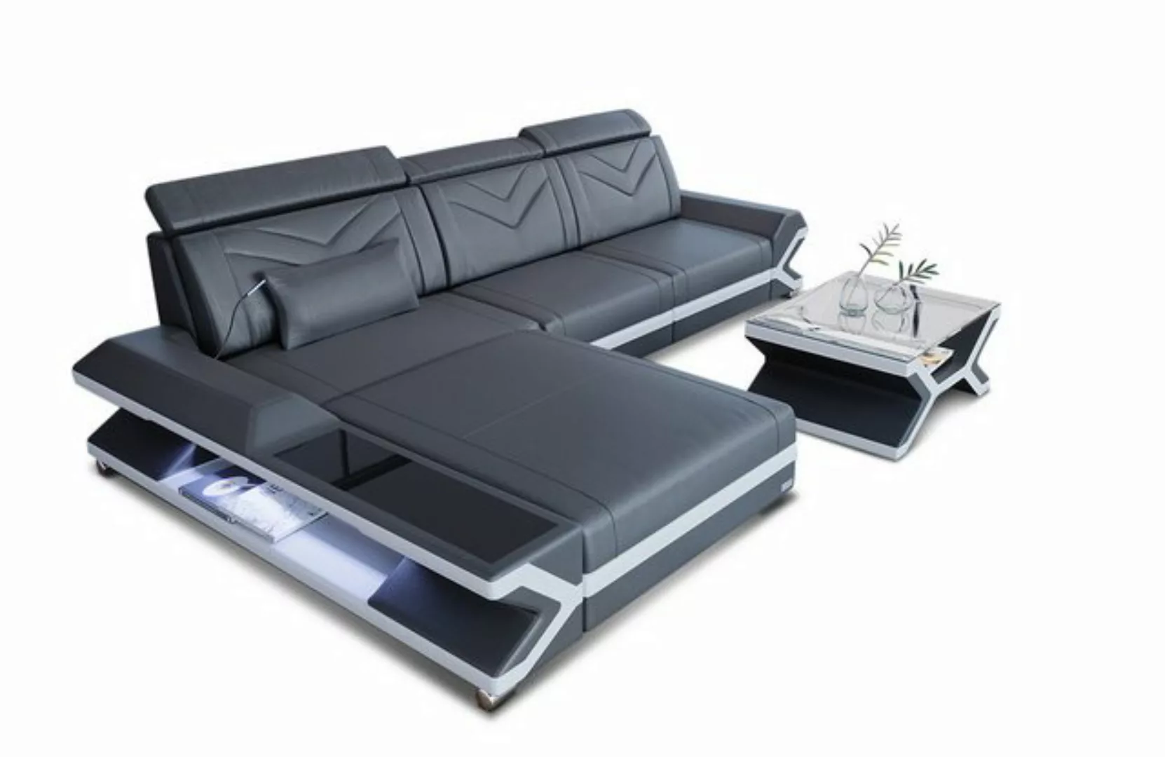 Sofa Dreams Ecksofa Leder Couch Sofa Napoli L Form Ledersofa, mit LED, wahl günstig online kaufen