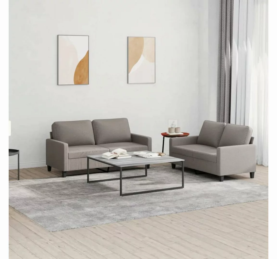 vidaXL Sofa Sofagarnitur mit Kissen Stoff, Standard, Taupe günstig online kaufen