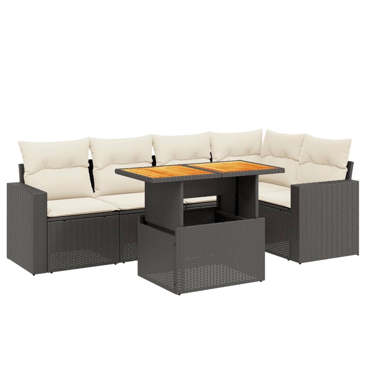 vidaXL 6-Tlg Garten-Sofagarnitur mit Kissen Schwarz Poly Rattan 3271301 günstig online kaufen