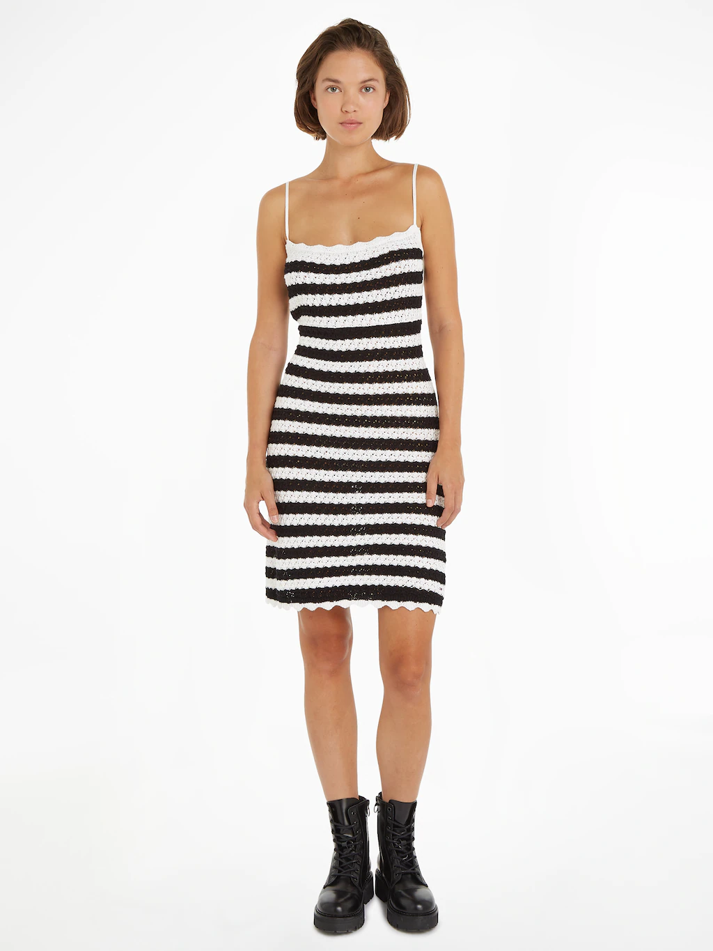 Tommy Jeans Spaghettikleid "TJW CROCHET STRIPE DRESS", mit Bindeband am Rüc günstig online kaufen