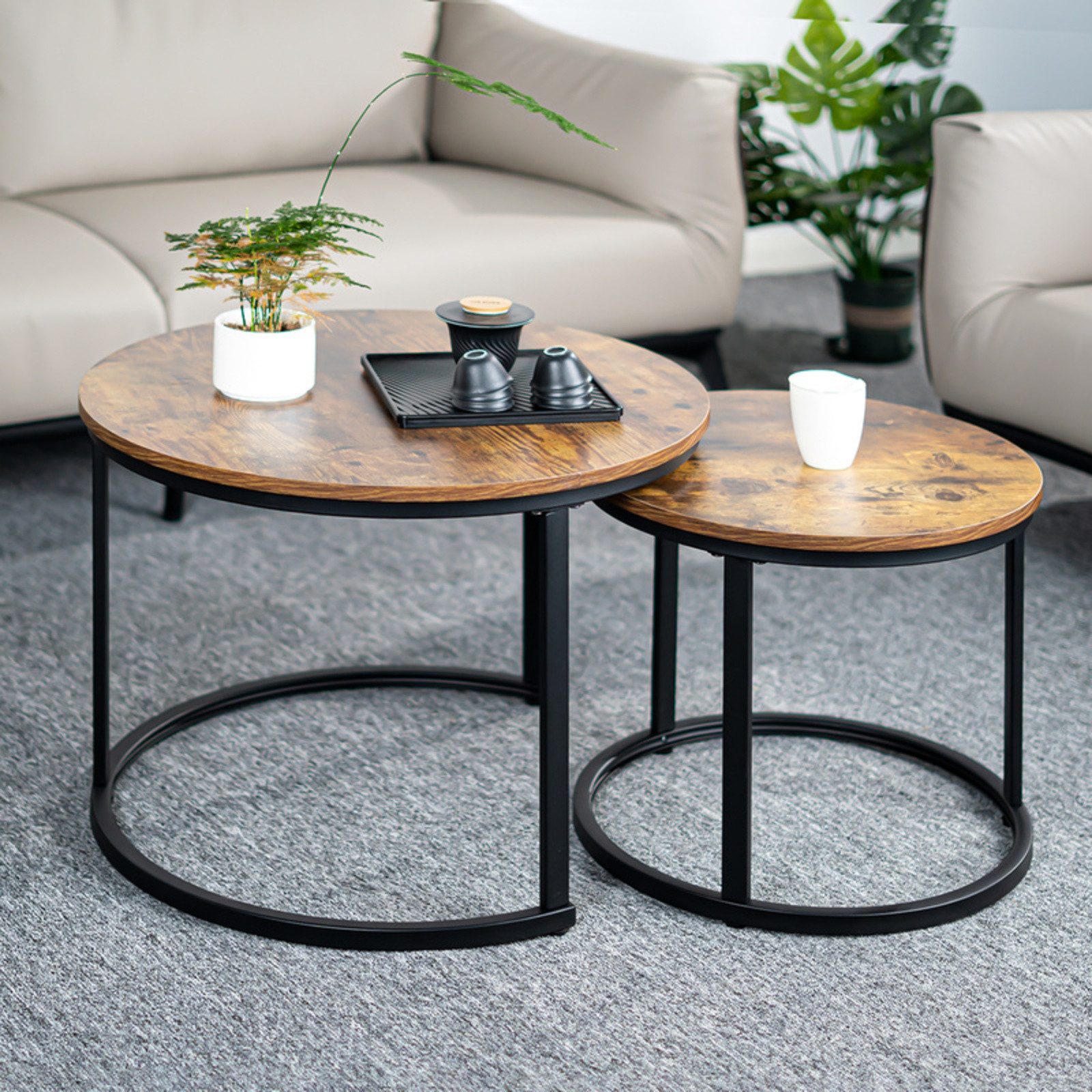 HawthyHome Couchtisch 2er-Set runde Beistelltische aus günstig online kaufen