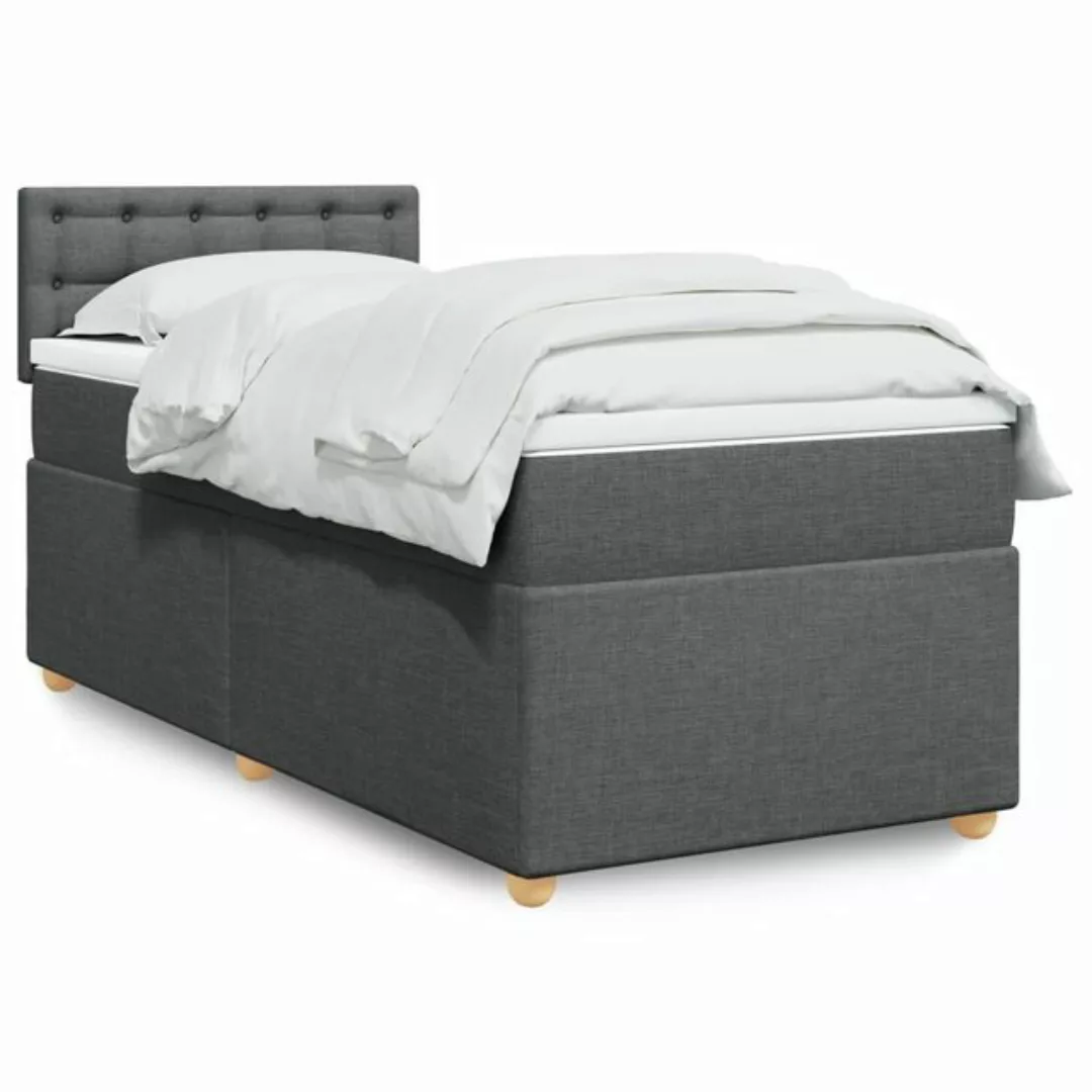 furnicato Bettgestell Boxspringbett mit Matratze Dunkelgrau 80x200 cm Stoff günstig online kaufen