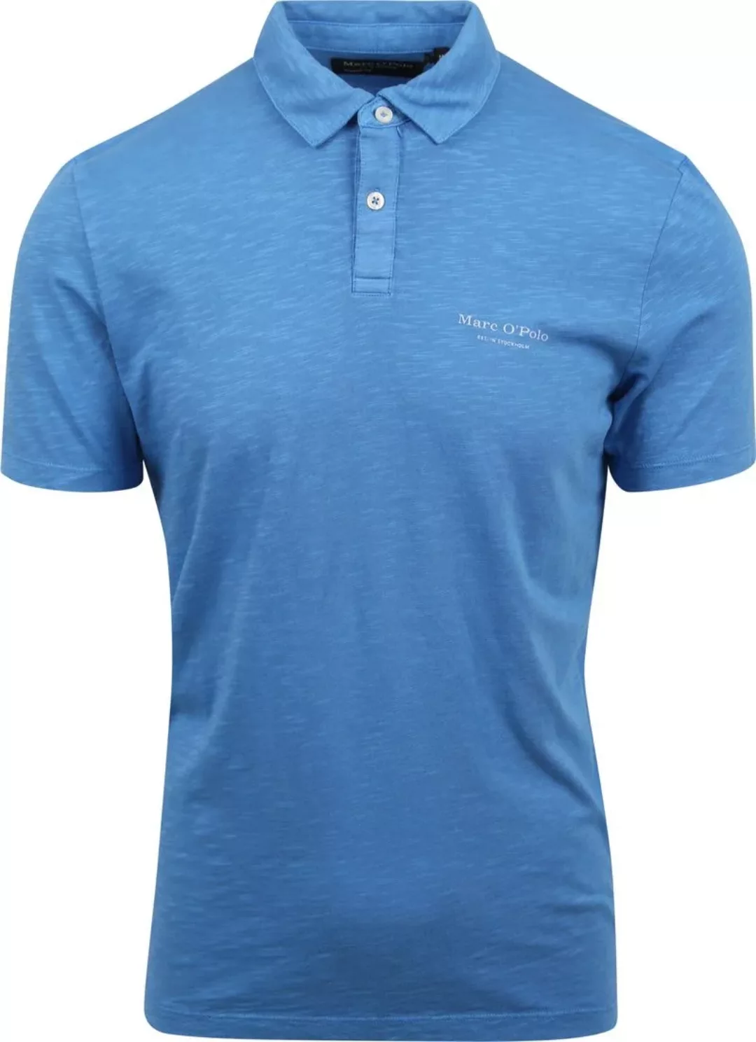Marc O'Polo Polohemd Melange Azur Blau - Größe M günstig online kaufen