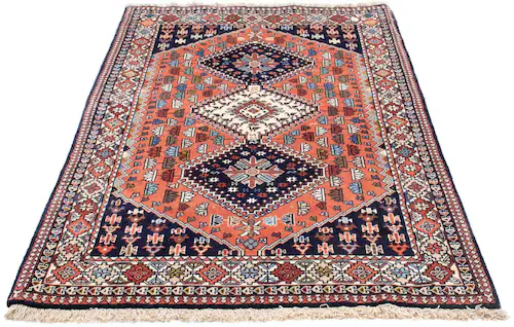 morgenland Wollteppich »Yalameh Medaillon Blu scuro 155 x 103 cm«, rechteck günstig online kaufen