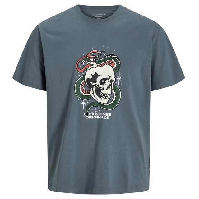 Jack & Jones Rundhalsshirt Große Größen T-Shirt blaugrau JORANATOMY SKULL J günstig online kaufen