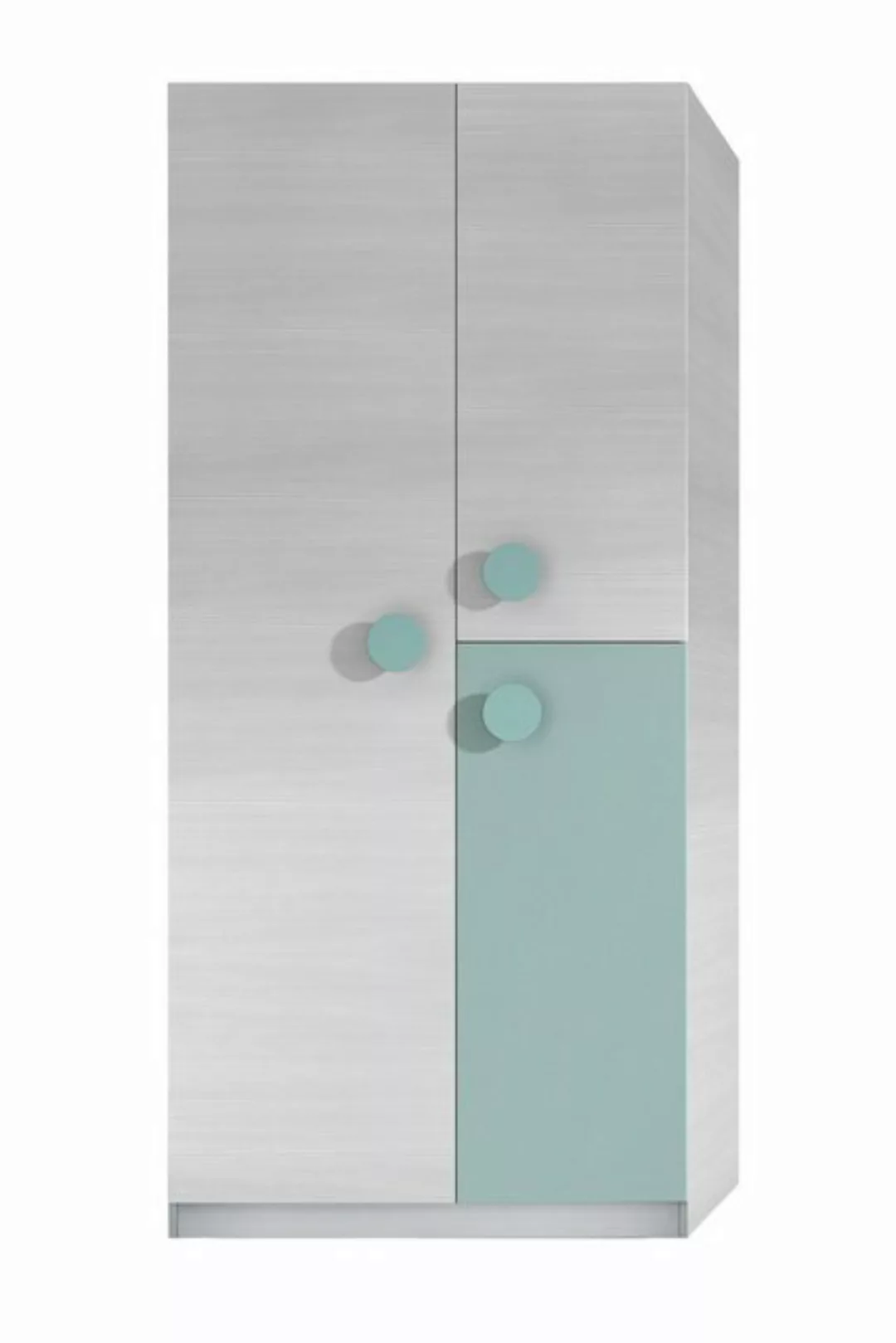 FORES HABITAT Kleiderschrank in Alpen-Weiß/Aqua-Grün - 90x200x52 (BxHxT) günstig online kaufen