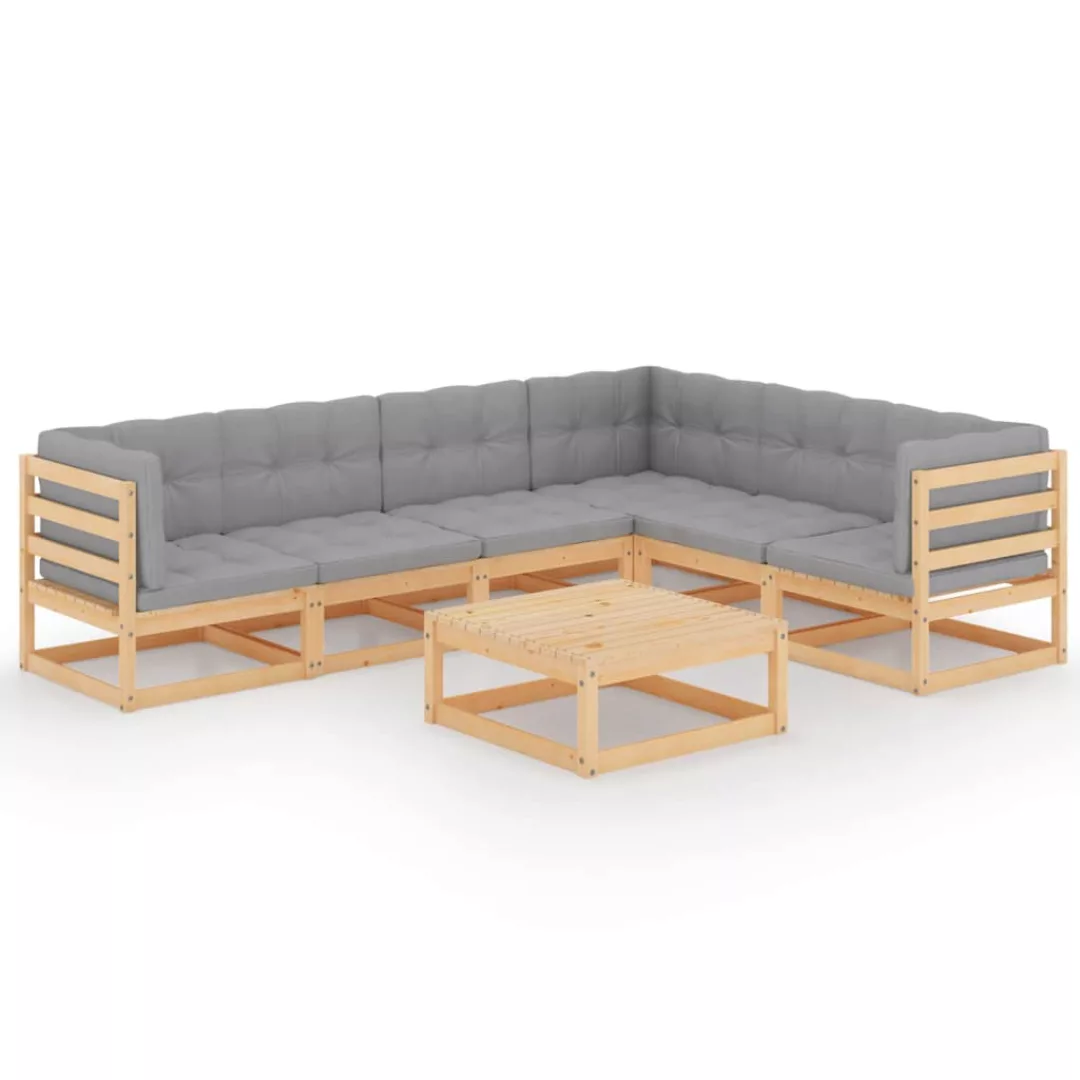 7-tlg. Garten-lounge-set Mit Kissen Kiefer Massivholz günstig online kaufen