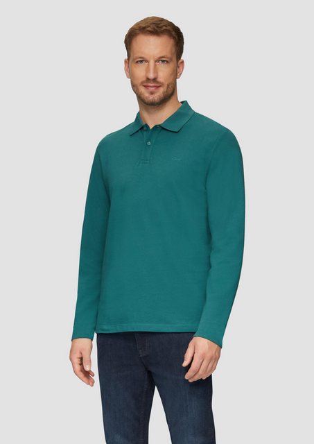 s.Oliver Langarmshirt Poloshirt aus Piqué mit Logo-Stickerei Stickerei günstig online kaufen