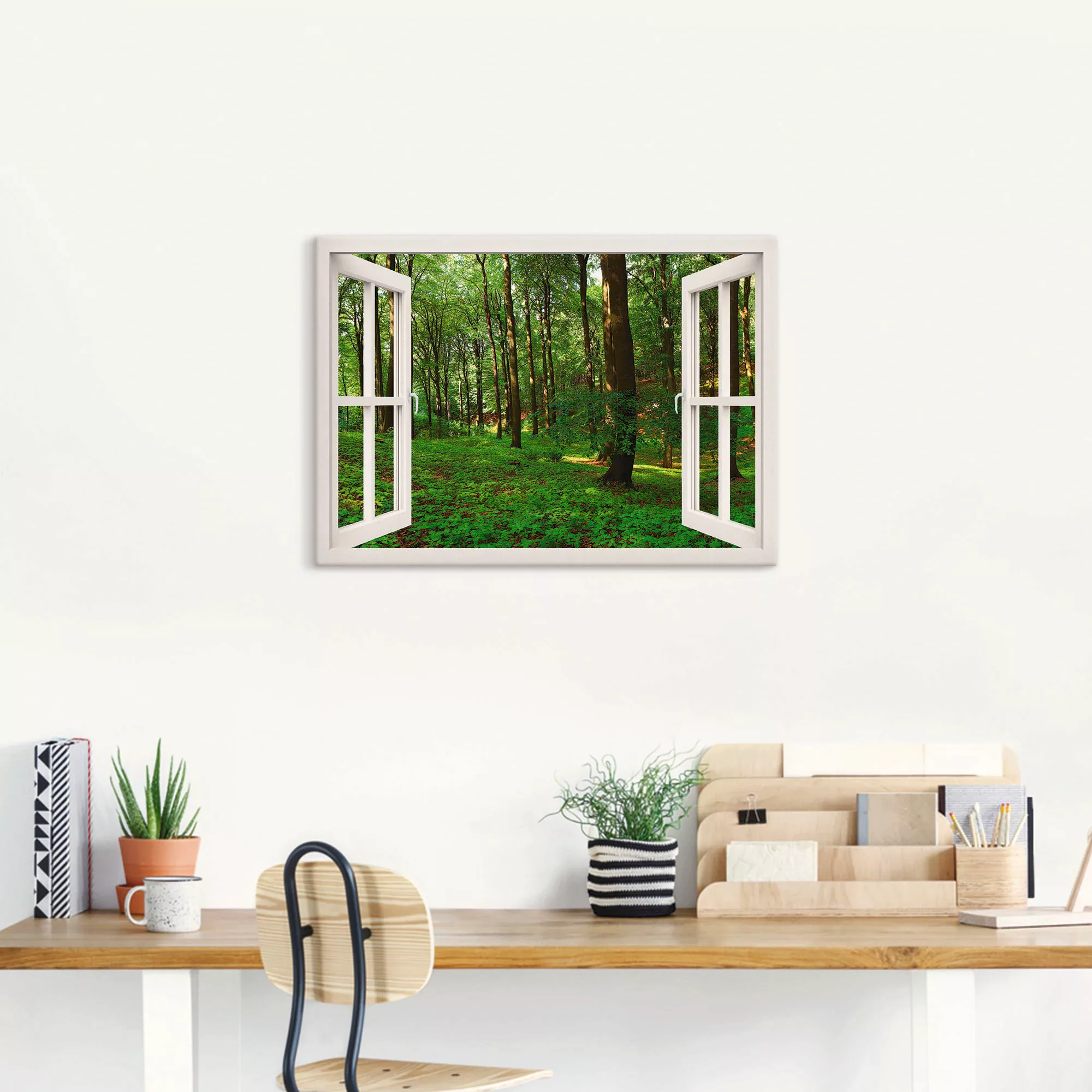 Artland Leinwandbild "Panorama Sommerwald, braun", Fensterblick, (1 St.) günstig online kaufen