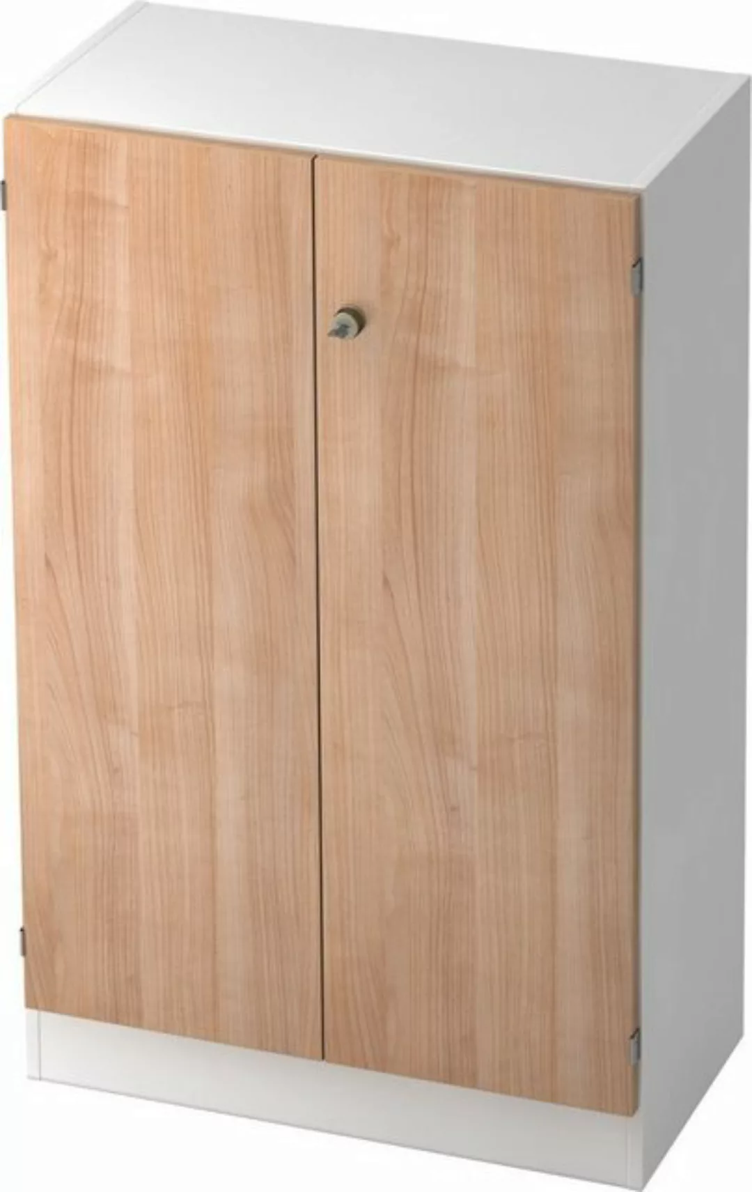 Aktenschrank Schrank Solid 3OH BxTxH 80x42x127cm Griff SG Weiß/Nussbaum günstig online kaufen