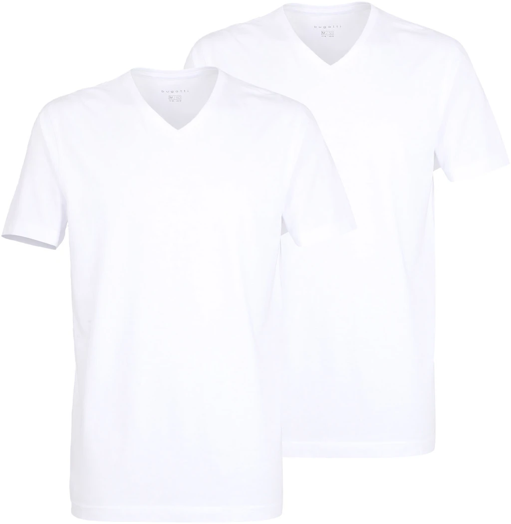 bugatti T-Shirt "Bari", (2er Pack), V-Ausschnitt, Kurzarm, basic, Baumwolle günstig online kaufen