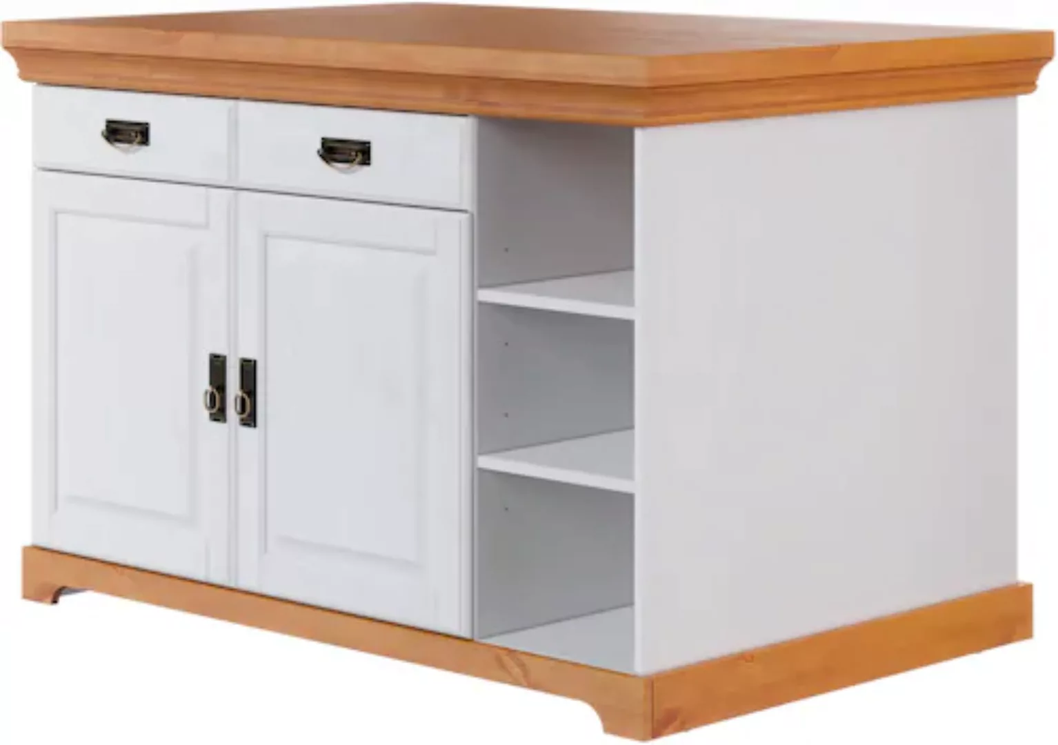 Home affaire Kücheninsel "Rügen", Breite 130 cm, Kiefer massiv, mit Türen, günstig online kaufen