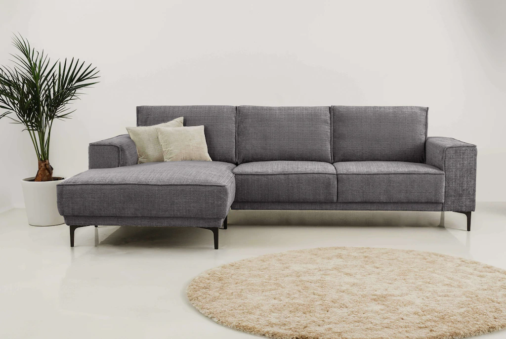 Places of Style Ecksofa "Polsterecke Oland, Struktur, Flachgewebe, Luxus-Mi günstig online kaufen