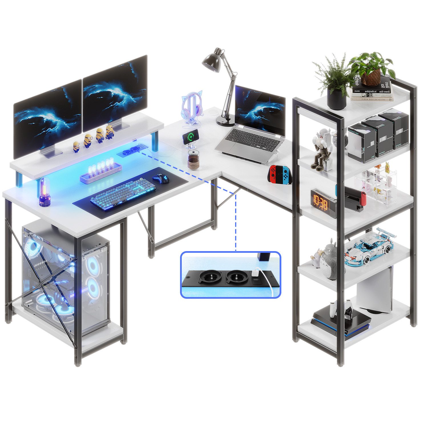 HOMALL Eckschreibtisch Gamingtisch,140cm L-förmiger Computertisch mit günstig online kaufen