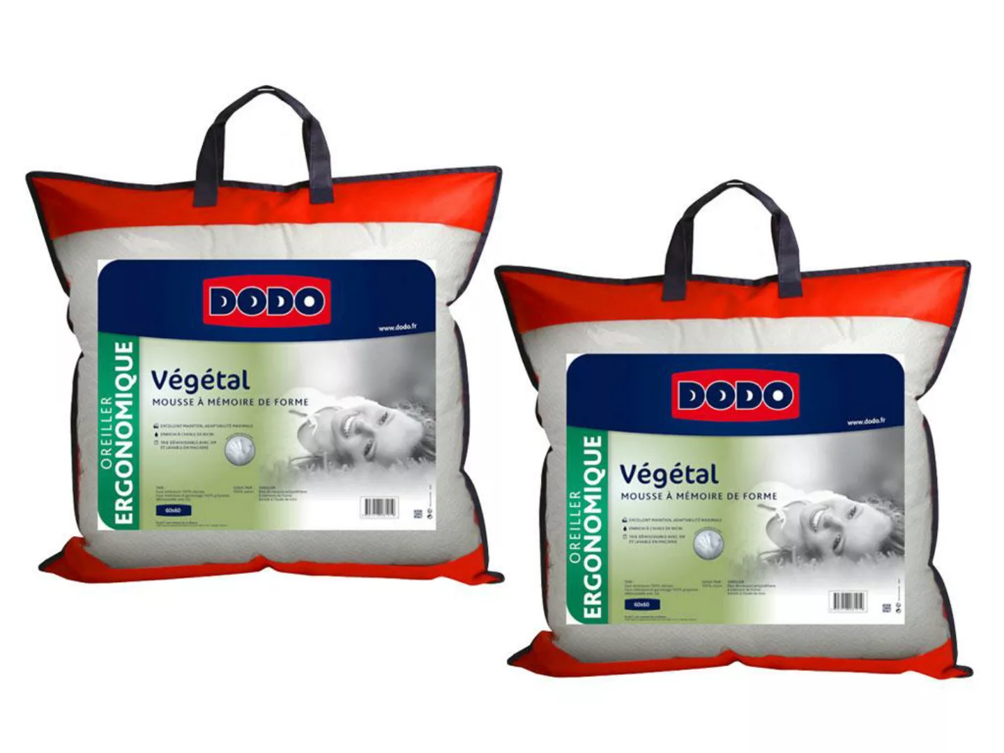 Ergonomisches Visco-Kopfkissen 2er-Set - 60 x 60 cm - DODO von VEGETAL günstig online kaufen