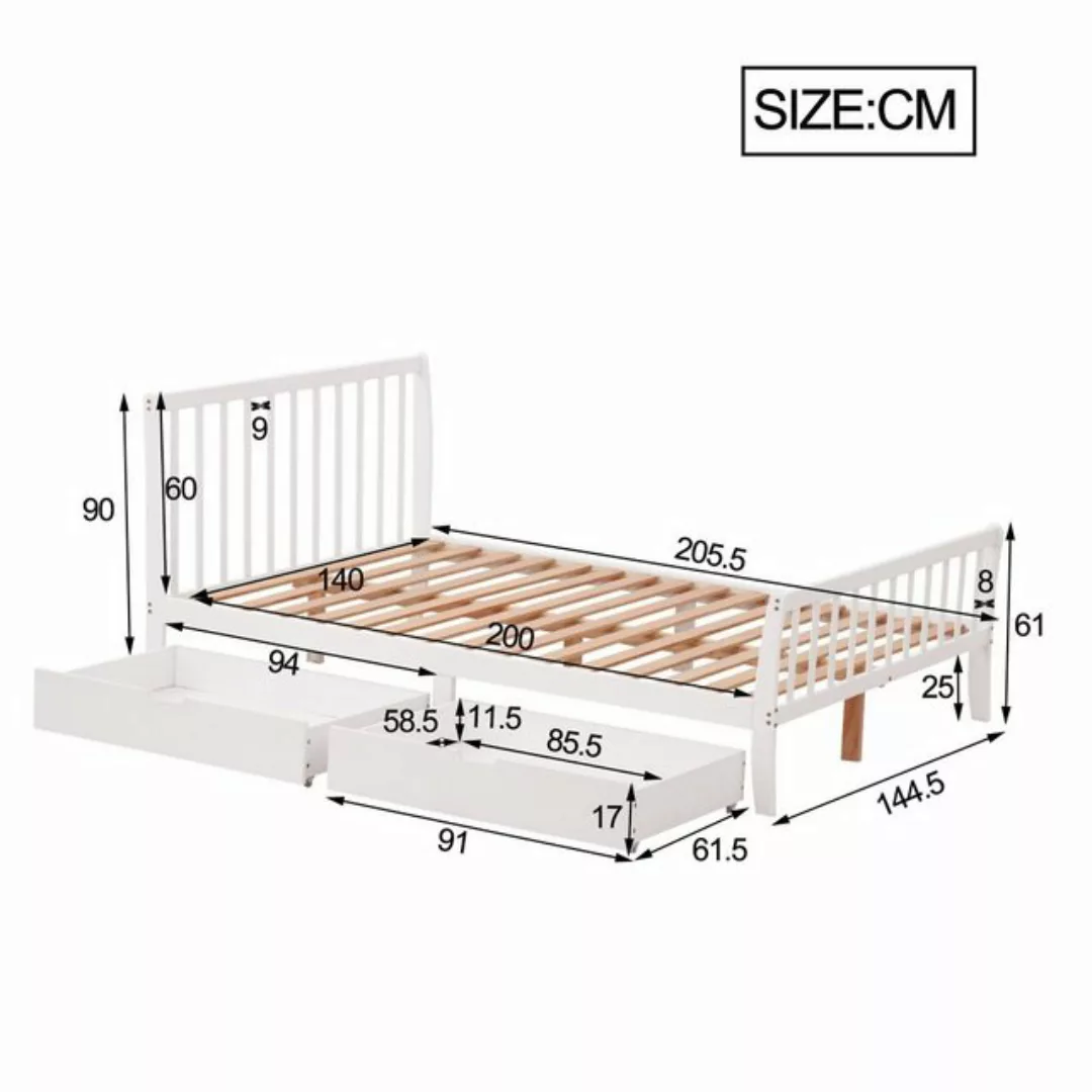 BlingBin Holzbett Jugendbett Schlittenbett Erwachsenenbett (1er Set, 1-tlg. günstig online kaufen