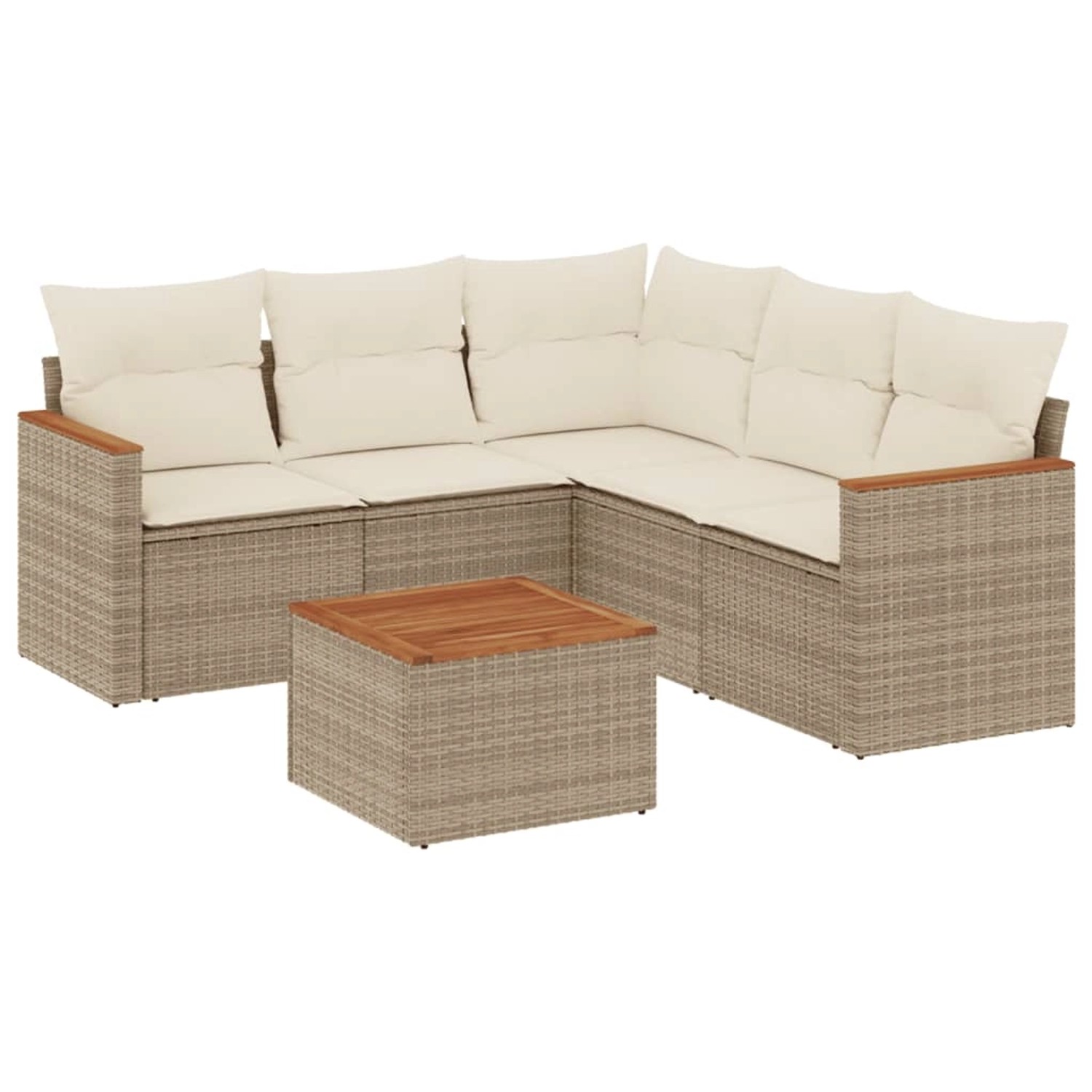 vidaXL 6-Tlg Garten-Sofagarnitur mit Kissen Beige Poly Rattan 3258369 günstig online kaufen