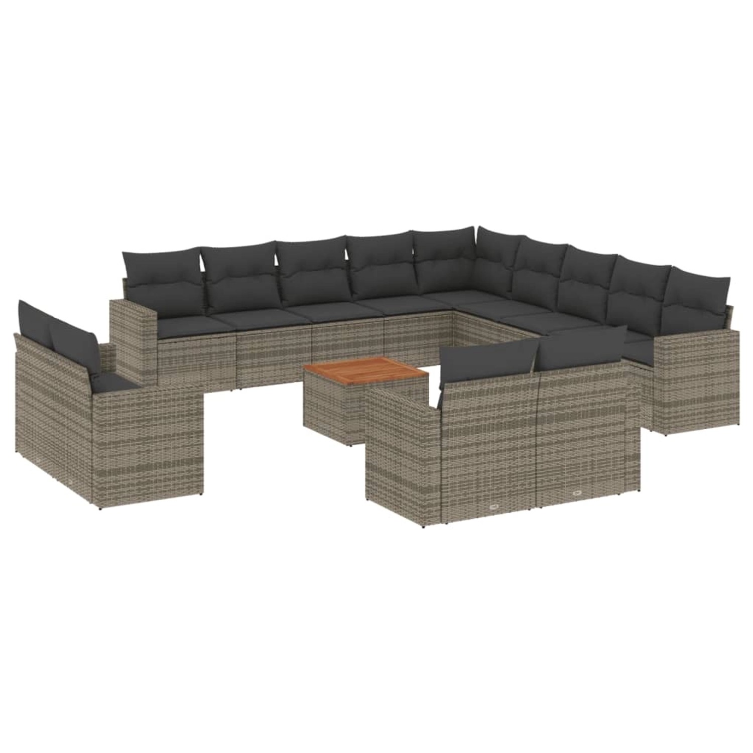 vidaXL 14-Tlg Garten-Sofagarnitur mit Kissen Grau Poly Rattan 3256732 günstig online kaufen