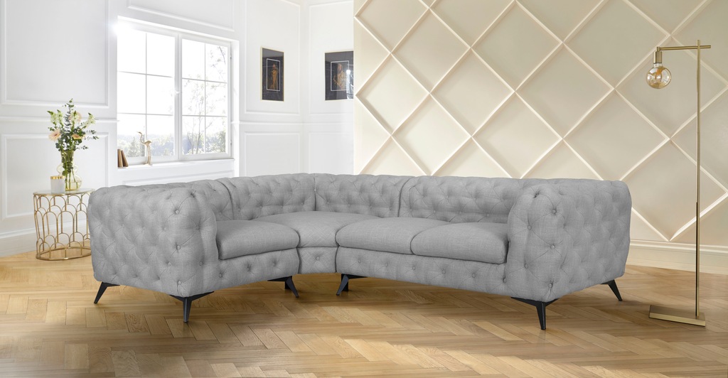 Leonique Chesterfield-Sofa "Ecksofa GLYNIS L-Form mit Wellenunterfederung, günstig online kaufen