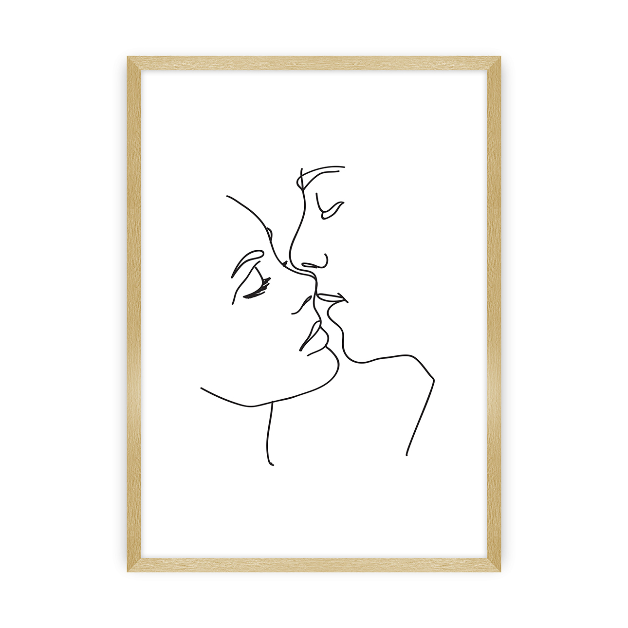Poster Kiss Line, Rahmen wählen: Złota günstig online kaufen