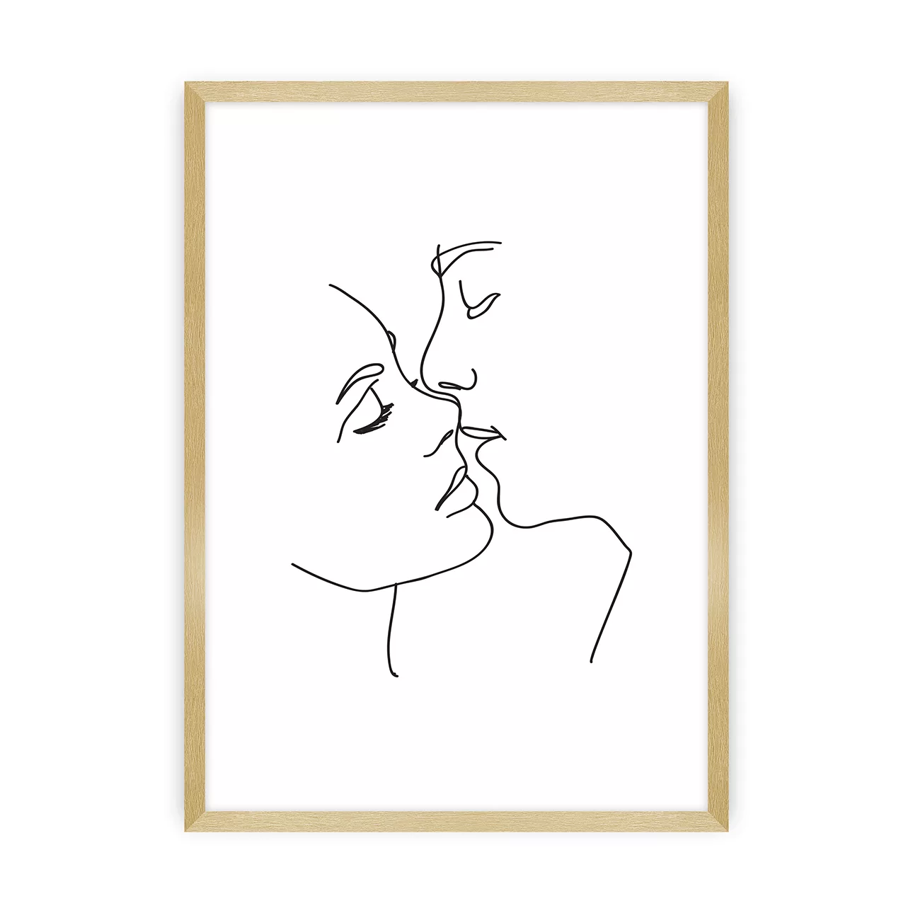 Poster Kiss Line, 30 x 40 cm, Rahmen wählen: Złota günstig online kaufen