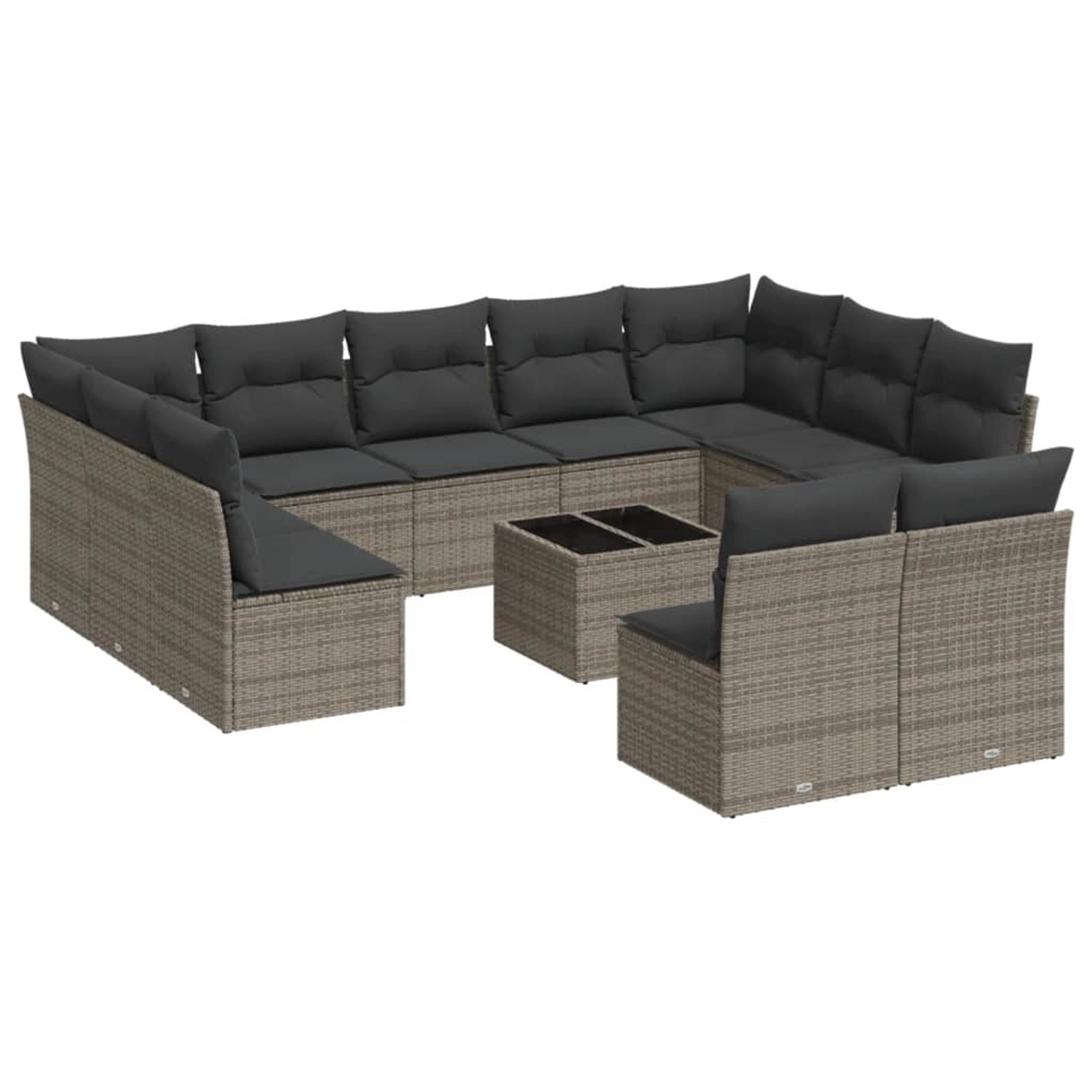 vidaXL 12-Tlg Garten-Sofagarnitur mit Kissen Grau Poly Rattan 3218360 günstig online kaufen