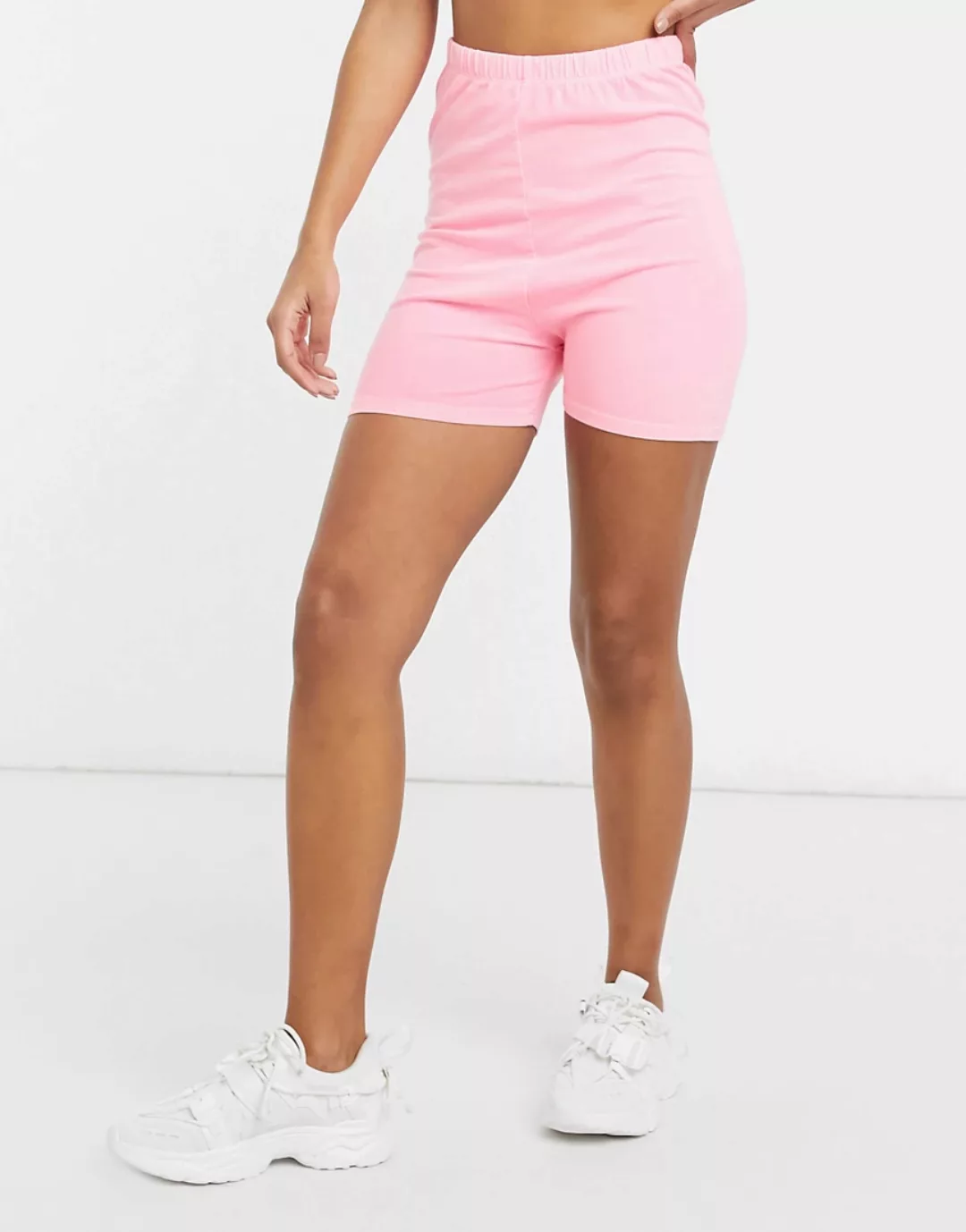 ASOS DESIGN – Kurze Legging-Shorts aus Baumwolle in Pink-Rosa günstig online kaufen